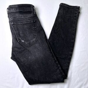 Lucky Brand Women Mid Rise Ava Skinny Jean Size 0/25 Black Distressed Streetwear